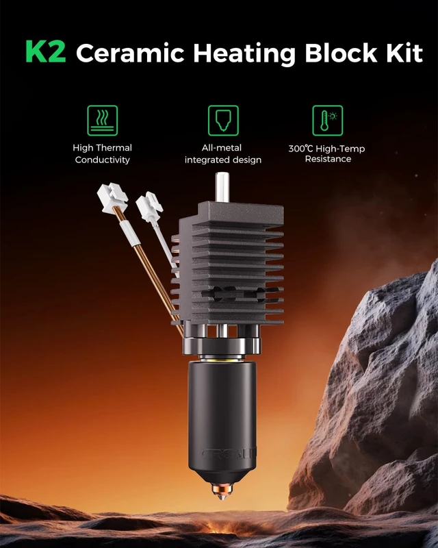 Alt view image 2 of 7 - Creality Official K2 Ceramic Heating Block Hotend Kit, with Quick-swap Nozzle Kit, Supports 300°C High Temperature, All-Metal Integrated Design Extruder Hotend Kit for 3D Printers K2 Combo