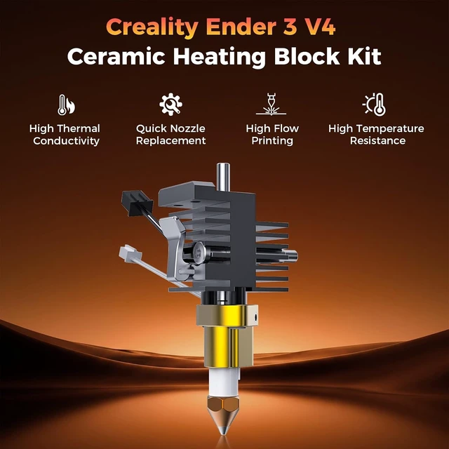 Alt view image 2 of 7 - Creality Official Ender 3 V4 Ceramic Heating Block Kit, Original Replacement Hotend Kit with Ceramic Insulation, Fast Heating & Clog Prevention, Integrated Design Extruder Hotend for Ender 3 V4
