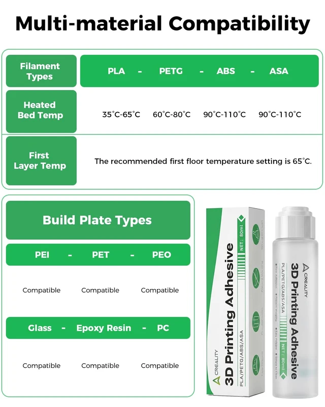 Alt view image 4 of 7 - Creality Official 3D Printer Adhesive Glue 2PCS, 80mL Printing Glue for Build Plate, Reduces Warping and Shedding, Compatible with PLA PETG ABS ASA and All FDM 3D Printers