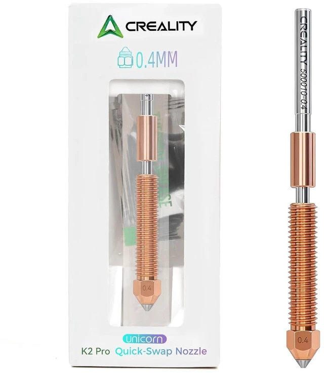 Main image of Creality Official K2 Pro Nozzle Upgraded, 0.4mm 1 PCS Larger Cavity Quick-Swap K2Pro Nozzle, Copper Alloy and Hardened Steel Hotend Nozzle Replacement Accessories for 3D Printer K2 Pro Combo