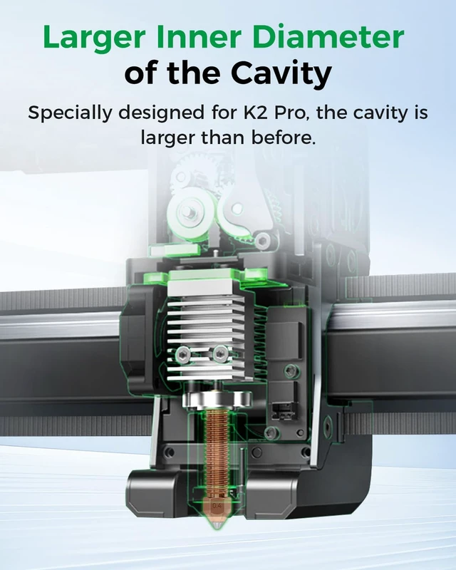 Alt view image 3 of 7 - Creality Official K2 Pro Nozzle Upgraded, 0.4mm 2 PCS Larger Cavity Quick-Swap K2Pro Nozzle, Copper Alloy and Hardened Steel Hotend Nozzle Replacement Accessories for 3D Printer K2 Pro Combo