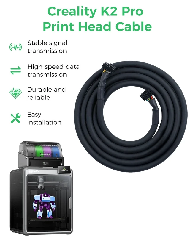 Alt view image 3 of 7 - Creality K2 Pro Toolhead Cable, High-Temp & Durability Hotend Mainboard Connector Wire, Stable Signal Transmission OEM Compatible Plug & Play, K2 Pro 3D Printer Replacement