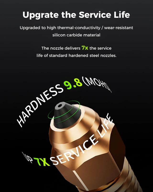 Alt view image 4 of 7 - Creality Phaetus K2 Plus Silicon Carbide Nozzle, 0.6mm Quick-Swap 3D Printing Nozzle Specially for Carbon Fiber, Wood, Glass Fiber Filament, Suit for 3D Printer K2 Plus, K2, K2 Pro, Creality Hi