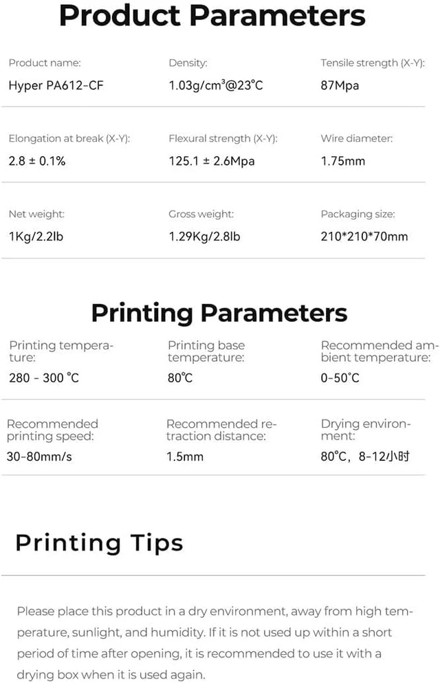 Alt view image 2 of 7 - Official Creality Hyper PA612-CF 1.75mm 1KG Black, 3D Printer Filament - 15% Carbon Fiber Nylon Filament Reinforced - High-Strength, Low-Hygroscopic & Precision Molding for Industrial Applications