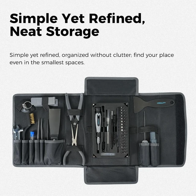Alt view image 2 of 7 - Creality 74 Pcs 3D Printer Tools Kit with Storage Bag, 3D Printer Accessories Tool Wrap Kit, Assembly/Removal/Finishing/Deburring/Filament Cutting/Nozzle Cleaning Tool for All FDM Printers