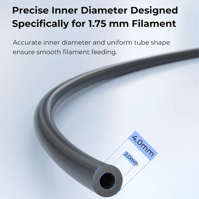 Alt view image 5 of 7 - Creality Official Ultra-Smooth PTFE Tube 1M, 2mm ID Teflon Tube Support 1.75mm Filament Heat Resistant High Lubrication Low Friction for Ender 3 series/3V3 SE/3V3 KE/K1/CR-10 SE All FDM 3D Printer