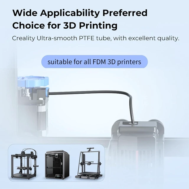 Alt view image 7 of 7 - Creality Official Ultra-Smooth PTFE Tube 1M, 2mm ID Teflon Tube Support 1.75mm Filament Heat Resistant High Lubrication Low Friction for Ender 3 series/3V3 SE/3V3 KE/K1/CR-10 SE All FDM 3D Printer