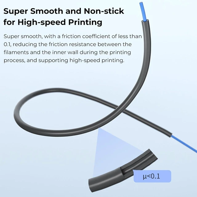 Alt view image 3 of 7 - Creality Official Ultra-Smooth PTFE Tube 1M, 2mm ID Teflon Tube Support 1.75mm Filament Heat Resistant High Lubrication Low Friction for Ender 3 series/3V3 SE/3V3 KE/K1/CR-10 SE All FDM 3D Printer