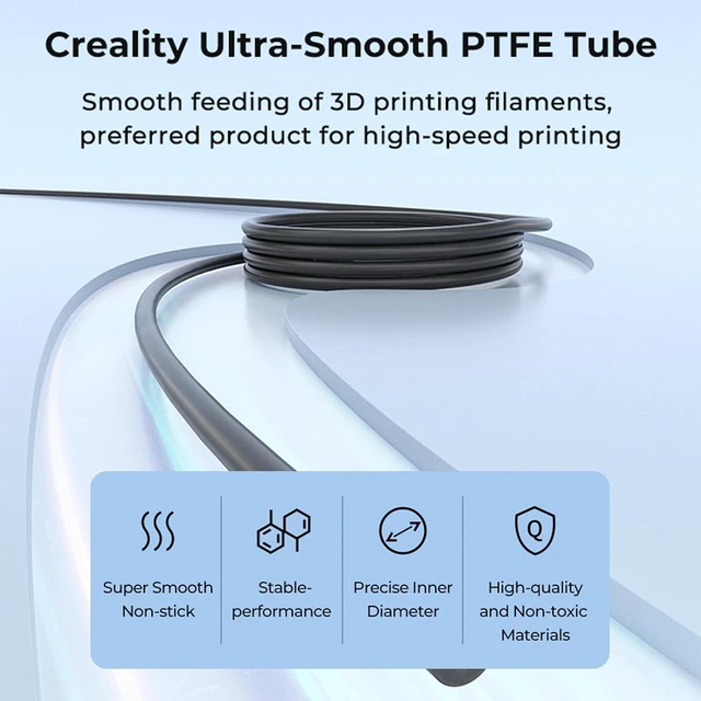 Alt view image 2 of 7 - Creality Official Ultra-Smooth PTFE Tube 1M, 2mm ID Teflon Tube Support 1.75mm Filament Heat Resistant High Lubrication Low Friction for Ender 3 series/3V3 SE/3V3 KE/K1/CR-10 SE All FDM 3D Printer