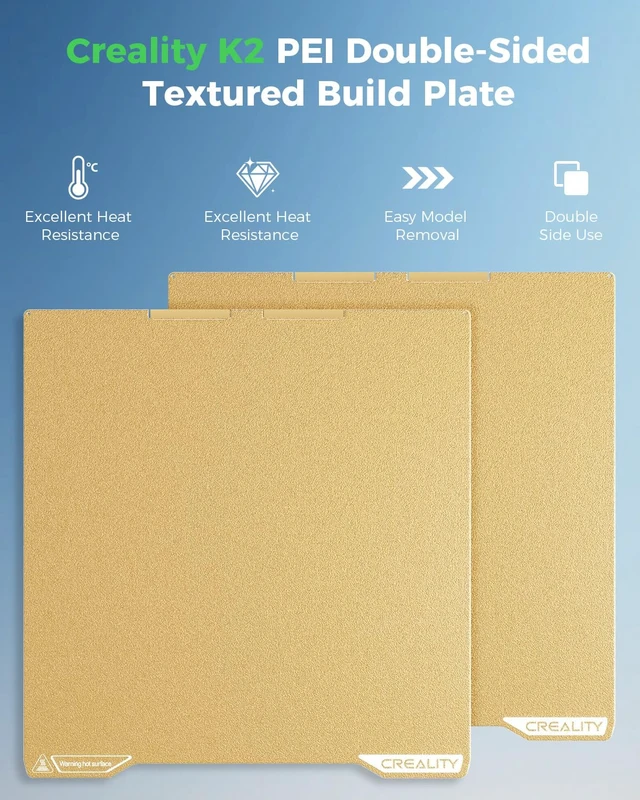 Alt view image 2 of 7 - Creality Official K2 Build Plate, 270x293mm Textured PEI Sheet, Double Sided Magnetic Flexible Removable Spring Steel Printing Plate 3D Printer Bed Plate Gold(Without Magnetic Base)