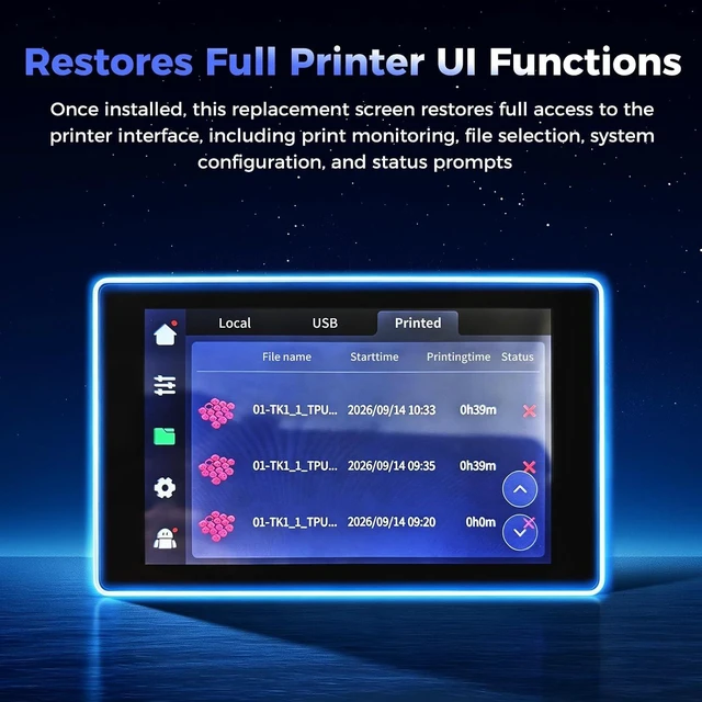 Alt view image 5 of 7 - Creality Official K1/K1C/Ender3 V3 Plus Touch Screen Kit, Original 4.3"HD LCD Display Screen Kit, Capacitive Touch Control Replacement Display Panel for K1/K1C/Ender3 V3 Plus 3D Printer