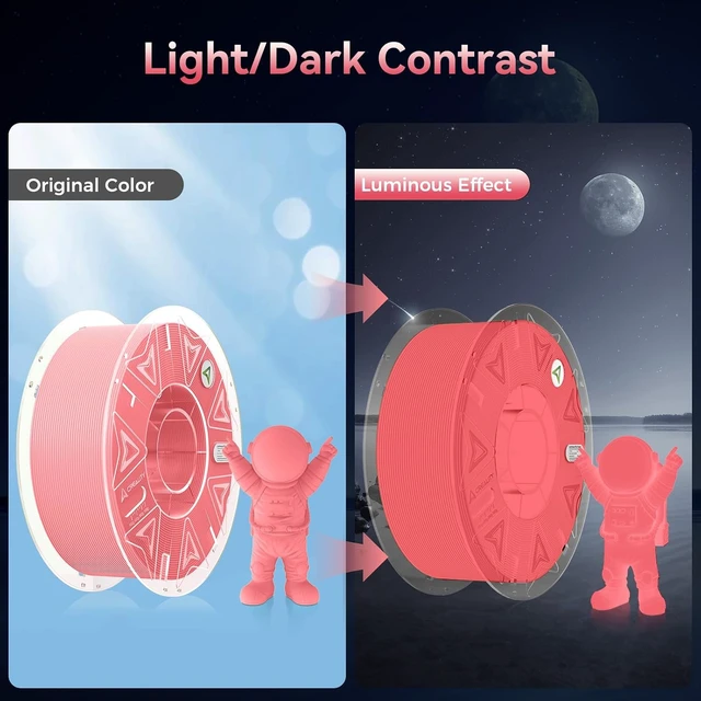 Alt view image 6 of 6 - Creality Official Hyper PLA Filament 1.75mm, Glow in The Dark Filament, 3D Luminous PLA Printer Filament, RFID Filament, Best with UV Lamps, Fit Most FDM 3D Printers, 1kg Spool (2.2 lbs) Pink