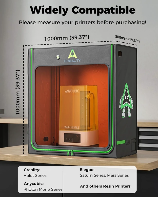 Alt view image 4 of 7 - Creality Official Resin 3D Printer Enclosure with Fan Interface, 1000x500x1000mm Extra Large Space 3D Print Cover, Constant Temperature Dustproof Isolate Noise, Compatible with LCD Resin UV 3D Printer
