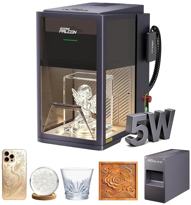 Main image of Creality Falcon T1 5W UV Laser Engraver, Industry-First Cold Laser Cutter for Inner Engraving, Captures Portraits and 3D Scenes Inside Glass, Crystal, Acrylic, AI Powered Simplicity