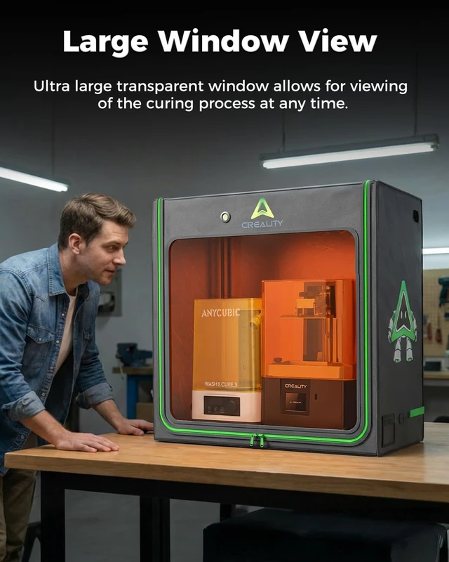 Alt view image 7 of 7 - Creality Official Resin 3D Printer Enclosure with Fan Interface, 1000x500x1000mm Extra Large Space 3D Print Cover, Constant Temperature Dustproof Isolate Noise, Compatible with LCD Resin UV 3D Printer
