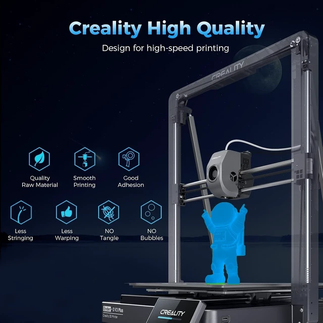 Alt view image 2 of 7 - Creality Official Hyper PLA Filament 1.75mm, Glow in The Dark Filament, 3D Luminous PLA Printer Filament, RFID Filament, Best with UV Lamps, Fit Most FDM 3D Printers, 1KG Spool (2.2 lbs) Blue