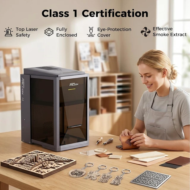 Alt view image 7 of 7 - Creality Falcon T1 5W UV Laser Engraver, Industry-First Cold Laser Cutter for Inner Engraving, Captures Portraits and 3D Scenes Inside Glass, Crystal, Acrylic, AI Powered Simplicity