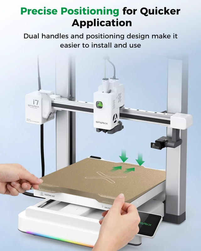 Alt view image 7 of 7 - Creality Official SPARKX i7 Build Plate, Double Sided Textured PEI Sheet, 265×300mm Magnetic Flexible Removable Spring Steel Printing Plate, 3D Printer Bed Plate Gold (Without Magnetic Base)
