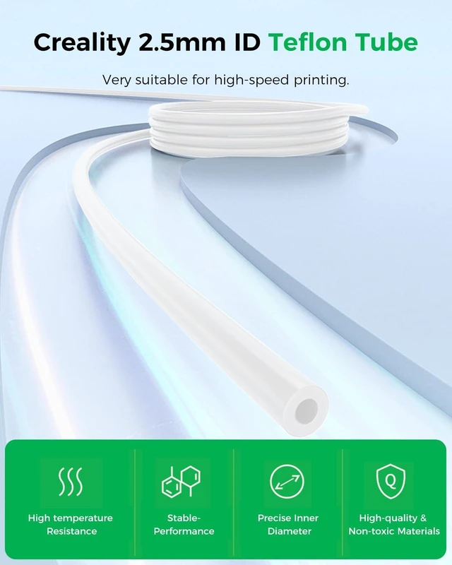 Alt view image 2 of 7 - Creality Official Teflon Tube 2M, 2.5mm ID 3D Printer PTFE Bowden Tubing Support 1.75mm Filament Heat Resistant for K2 Plus, K2 Series, CFS, K1C, K1 SE, K1 Max, K1, Ender 3 V3 Series, Ender 3 Series