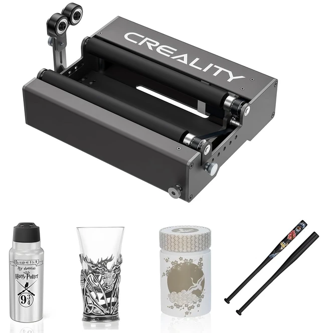 Main image of Creality Official Laser Rotary Roller, 360° Laser Engraver Y-axis Rotary Module for Engraving Cylindrical Objects, 7 Adjustment Diameters 5mm to 120mm, Compatible with Creality Falcon/Falcon2 Engraver