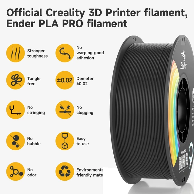Alt view image 4 of 7 - Official Creality PLA Filament Pro Black, 1.75mm 3D Printer Filament, Ender PLA + (Plus) Printing Filament, 1kg Spool (2.2lbs), Dimensional Accuracy ±0.02mm. Fit Most FDM Printers