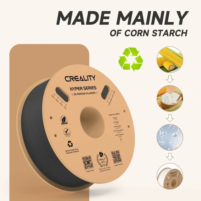 Alt view image 4 of 7 - Official CREALITY Hyper PLA Filament 1.75mm, High Speed PLA 30-600mm/s Rapid 3D Printer Filament, Dimensional Accuracy +/-0.02mm, Fit Most FDM 3D Printers, 1KG(2.2lbs) Spool Black
