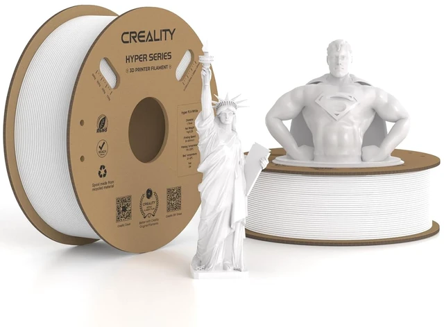 Main image of Official CREALITY Hyper PLA Filament 1.75mm White 2KG, 30-600mm/s High Speed PLA Rapid 3D Printer Filament, 2 Pack 1kg Spool(2.2lbs), Dimensional Accuracy +/-0.02mm, Fit Most FDM 3D Printer