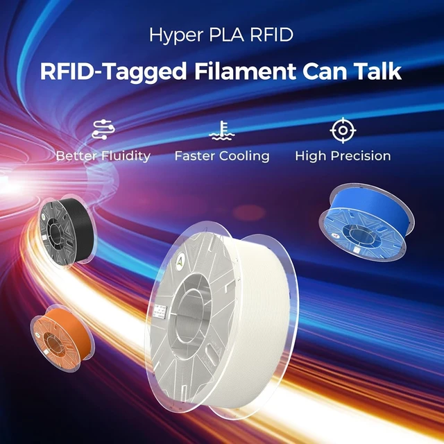 Alt view image 2 of 7 - Official CREALITY Hyper PLA RFID Filament 1.75mm Black & White 2KG for K2 Plus Combo, High Speed 30-600mm/s 3D Printer Filament, 1kg(2.2lbs)/Spool Hyper PLA RFID Support CFS, for Most 3D Printers