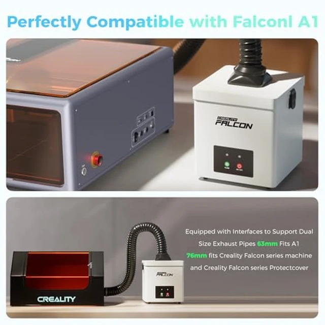 Alt view image 2 of 7 - Creality Falcon Smoke Purifier YW45 for A1, 2 Layer Filtration, 99.97% Purification Rate, Low Noise68dB, 3 Level Speeds Adjustable, 115m³/h, 45W Desktop Air Purifier