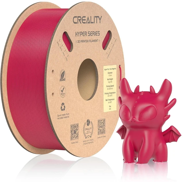 Main image of Official Creality Hyper PLA Filament 1.75mm, High Speed PLA 30-600mm/s Rapid 3D Printer Filament, Dimensional Accuracy +/-0.02mm, Fit Most FDM 3D Printers,1KG(2.2lbs) Spool Viva Magenta