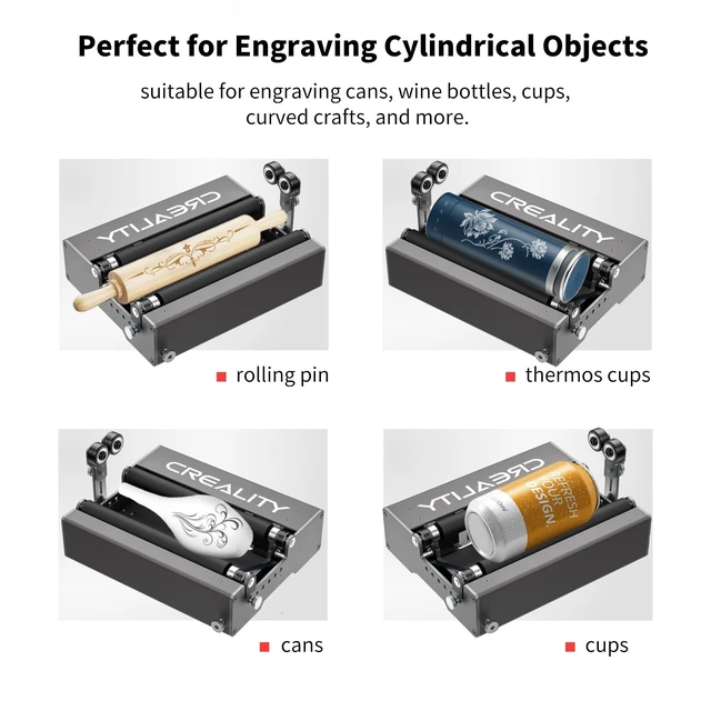 Alt view image 4 of 7 - Creality Official Laser Rotary Roller, 360° Laser Engraver Y-axis Rotary Module for Engraving Cylindrical Objects, 7 Adjustment Diameters 5mm to 120mm, Compatible with Creality Falcon/Falcon2 Engraver