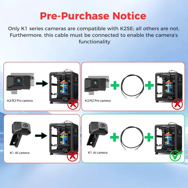 Alt view image 2 of 7 - Creality Official K2 SE Camera Cable, Original K2 SE Camera Wire, Compatible with K1 Series AI Camera, Time-Lapse, Connects the K1 Camera to the K2 SE 3D Printer for Remote Monitoring