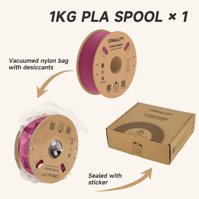 Alt view image 7 of 7 - Official Creality Hyper PLA Filament 1.75mm, High Speed PLA 30-600mm/s Rapid 3D Printer Filament, Dimensional Accuracy +/-0.02mm, Fit Most FDM 3D Printers,1KG(2.2lbs) Spool Viva Magenta