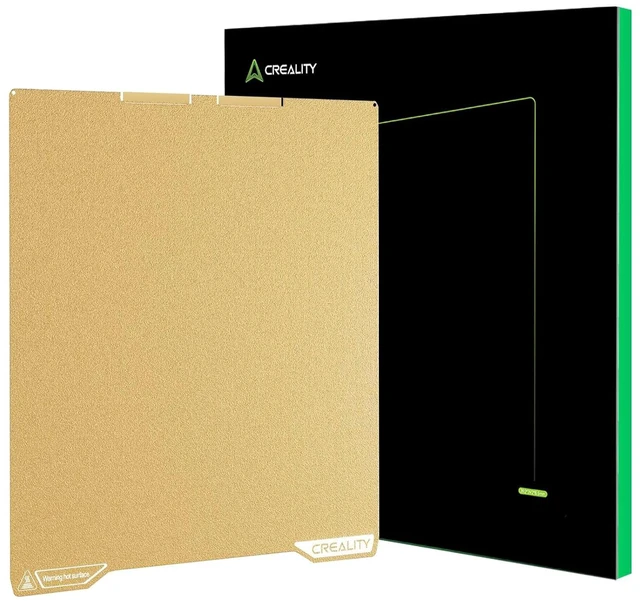 Main image of Creality Official K2 Build Plate, 270x293mm Textured PEI Sheet, Double Sided Magnetic Flexible Removable Spring Steel Printing Plate 3D Printer Bed Plate Gold(Without Magnetic Base)