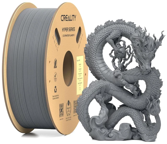 Main image of Official Creality Hyper ABS Filament 1.75mm, High Speed ABS 30-350mm/s 3D Printer Filament ABS, High Impact Resistance, Dimensional Accuracy +/-0.02mm, 1KG(2.2lbs) Spool Grey, Fit Most 3D Printer