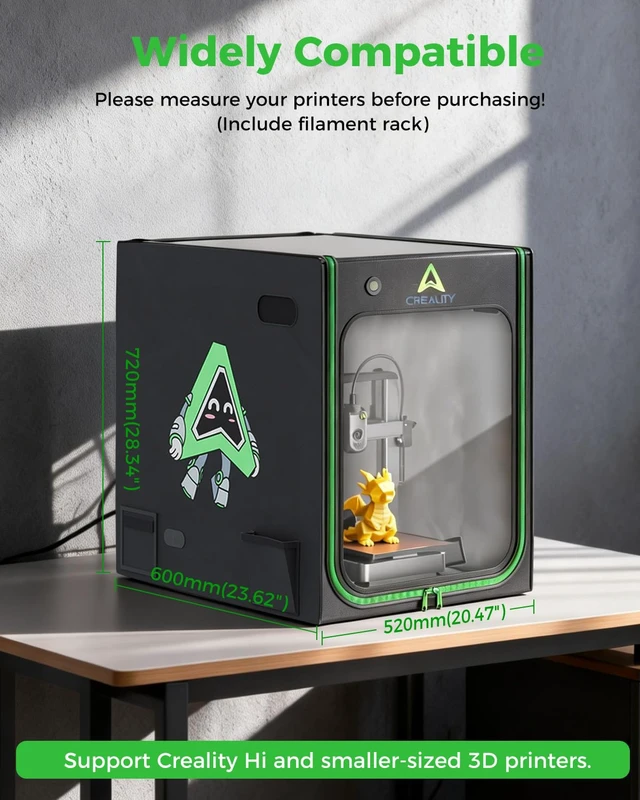 Alt view image 5 of 7 - Creality 3D Printer Enclosure with LED Lighting, with Ventilation Constant Temperature Fireproof Dustproof Protective Cover, 520*600*720mm 3D Printer Cover for Creality Hi/Ender 3 V3 SE/KE/Ender 3