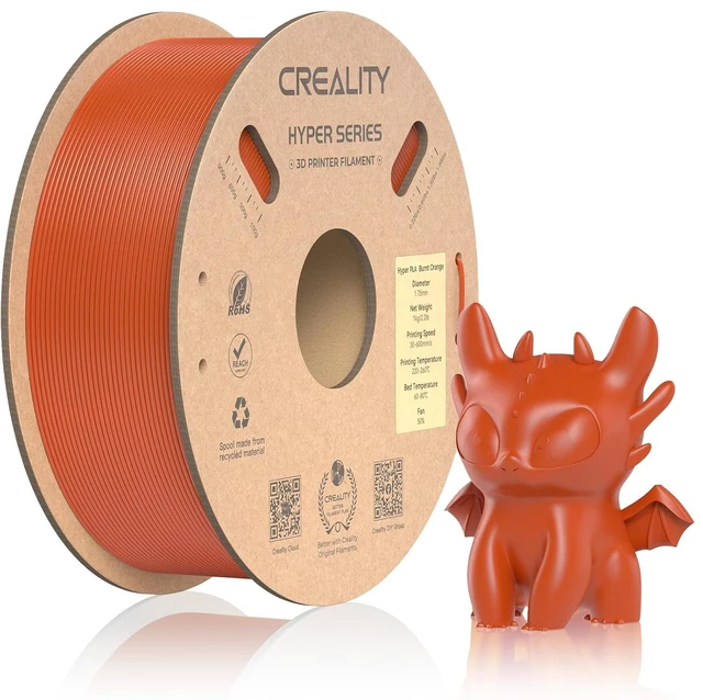 Main image of Official CREALITY Hyper PLA Filament 1.75mm, High Speed PLA 30-600mm/s Rapid 3D Printer Filament, Dimensional Accuracy +/-0.02mm, Fit Most FDM 3D Printers, 1KG(2.2lbs) Spool Burnt Orange