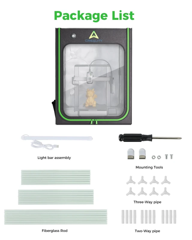 Alt view image 5 of 7 - Creality 3D Printer Enclosure 520 * 600 * 720mm, with LED Lighting and Ventilation Kit