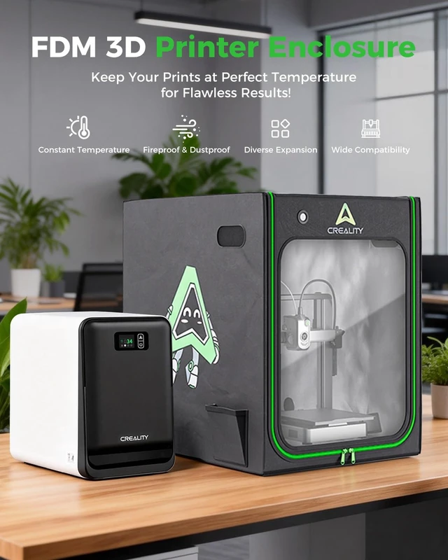 Alt view image 2 of 7 - Creality 3D Printer Enclosure with LED Lighting, with Ventilation Constant Temperature Fireproof Dustproof Protective Cover, 520*600*720mm 3D Printer Cover for Creality Hi/Ender 3 V3 SE/KE/Ender 3