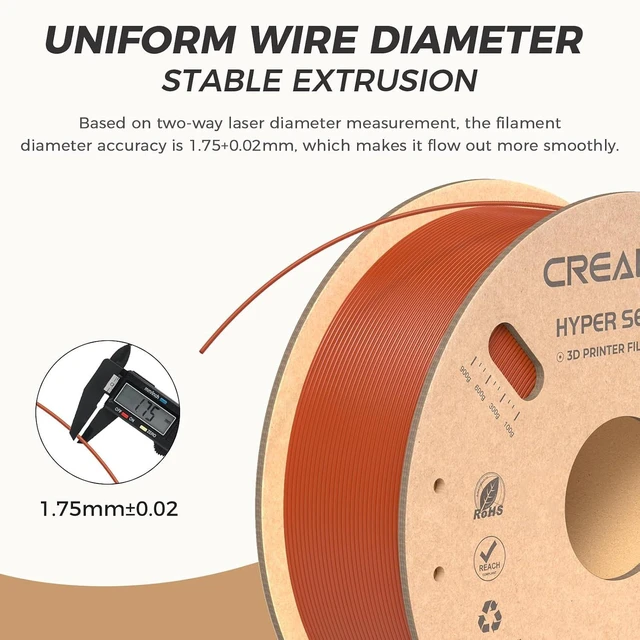 Alt view image 4 of 7 - Official CREALITY Hyper PLA Filament 1.75mm, High Speed PLA 30-600mm/s Rapid 3D Printer Filament, Dimensional Accuracy +/-0.02mm, Fit Most FDM 3D Printers, 1KG(2.2lbs) Spool Burnt Orange