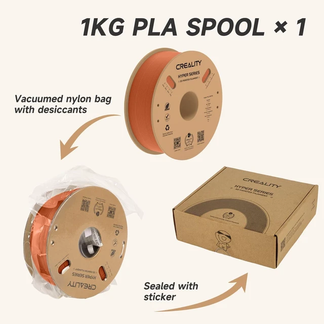Alt view image 7 of 7 - Official CREALITY Hyper PLA Filament 1.75mm, High Speed PLA 30-600mm/s Rapid 3D Printer Filament, Dimensional Accuracy +/-0.02mm, Fit Most FDM 3D Printers, 1KG(2.2lbs) Spool Burnt Orange