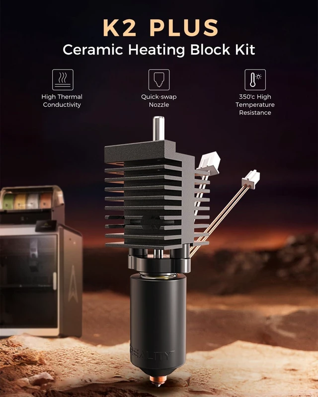 Alt view image 2 of 3 - Creality K2 Plus Ceramic Hotend and 3 PCS Hotend Silicone Socks, 3D Printer K2 Plus Replacement Accessories, K2 Plus Parts