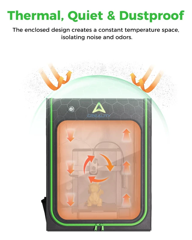 Alt view image 3 of 7 - Creality 3D Printer Enclosure with LED Lighting, with Ventilation Constant Temperature Fireproof Dustproof Protective Cover, 520*600*720mm 3D Printer Cover for Creality Hi/Ender 3 V3 SE/KE/Ender 3