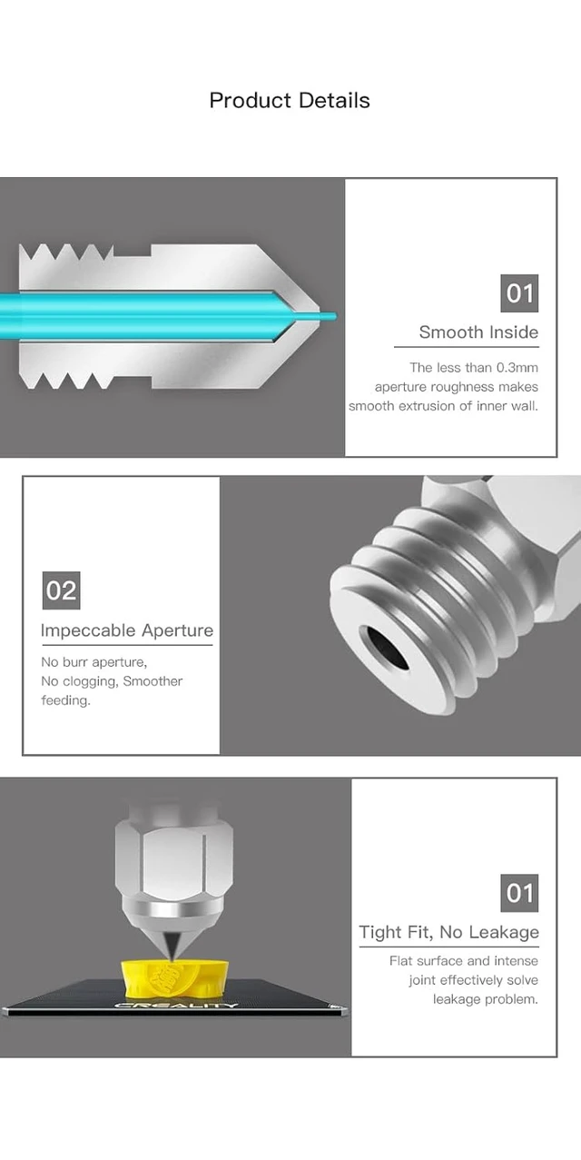 Alt view image 7 of 7 - Creality Official MKHF Nozzle Kit 5pcs/Set, Original Copper Alloy High Hardness 3D Printer Nozzles (0.25/0.4/0.4/0.6/0.8mm),for Ender3, Ender5, CR10 Series FDM 3D Printers