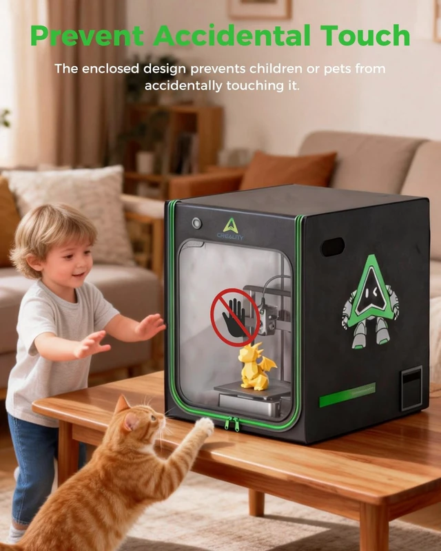 Alt view image 6 of 7 - Creality 3D Printer Enclosure with LED Lighting, with Ventilation Constant Temperature Fireproof Dustproof Protective Cover, 520*600*720mm 3D Printer Cover for Creality Hi/Ender 3 V3 SE/KE/Ender 3