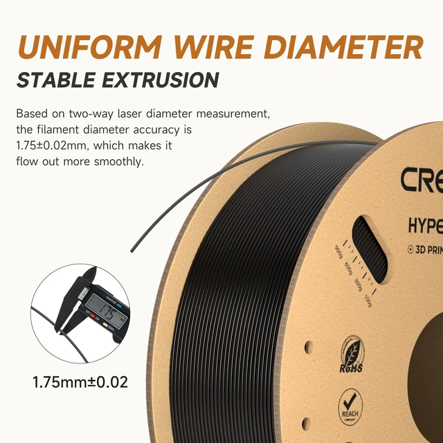 Alt view image 2 of 7 - Official CREALITY Hyper PLA Filament 1.75mm Black 2KG, 30-600mm/s High Speed PLA 3D Printer Filament, 2 Pack 1kg Spool(2.2lbs) PLA, Dimensional Accuracy +/-0.02mm, Fit Most FDM 3D Printer