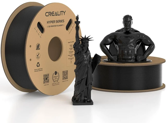 Main image of Official CREALITY Hyper PLA Filament 1.75mm Black 2KG, 30-600mm/s High Speed PLA 3D Printer Filament, 2 Pack 1kg Spool(2.2lbs) PLA, Dimensional Accuracy +/-0.02mm, Fit Most FDM 3D Printer