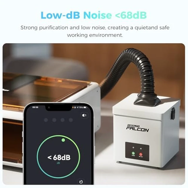 Alt view image 5 of 7 - Creality Falcon Smoke Purifier YW45 for A1, 2 Layer Filtration, 99.97% Purification Rate, Low Noise68dB, 3 Level Speeds Adjustable, 115m³/h, 45W Desktop Air Purifier