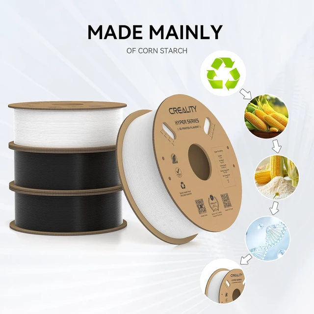 Alt view image 2 of 7 - Creality 12 Pack Hyper PLA Filament 1.75mm, 30-600mm/s High Speed 3D Printer Filament, Dimensional Accuracy +/-0.02mm, Fit Most FDM 3D Printers, 6 Spool Black & 6 Spool White