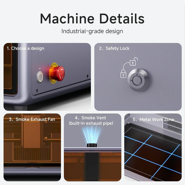 Alt view image 7 of 7 - Creality Falcon A1 10W Laser Engraver, Enclosed Laser Cutter with Air Assist, HD Camera Positioning, Beginner-Friendly, Class 1 Safety Laser Engraving Machine for Wood and Metal, Acrylic